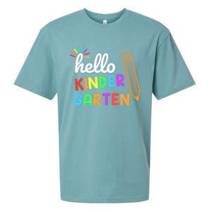 Hello Kindergarten Team Kinder Back To School Teacher Sueded Cloud Jersey T-Shirt