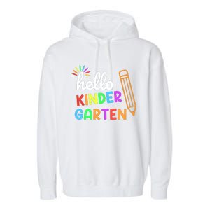 Hello Kindergarten Team Kinder Back To School Teacher Garment-Dyed Fleece Hoodie