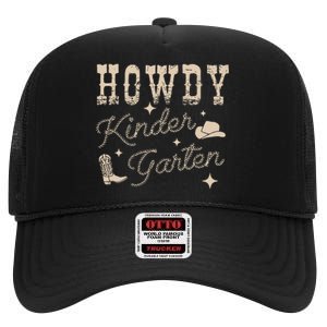 Howdy Kindergarten Teachers Parents Cowgirl Western High Crown Mesh Back Trucker Hat