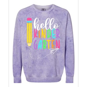 Hello Kindergarten Team Kinder Back To School Teacher Colorblast Crewneck Sweatshirt