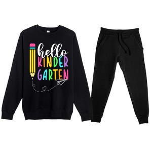 Hello Kindergarten Team Kinder Back To School Teacher Premium Crewneck Sweatsuit Set