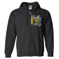 Hello Kindergarten Team Kinder Back To School Teacher Full Zip Hoodie