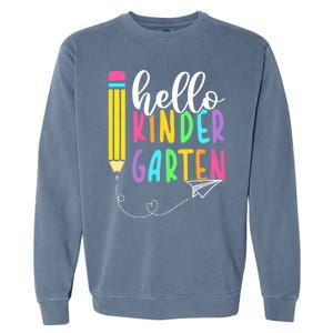 Hello Kindergarten Team Kinder Back To School Teacher Garment-Dyed Sweatshirt