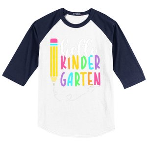 Hello Kindergarten Team Kinder Back To School Teacher Baseball Sleeve Shirt