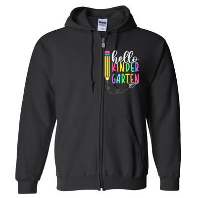 Hello Kindergarten Team Kinder Back To School Teacher Full Zip Hoodie