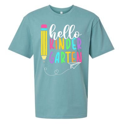 Hello Kindergarten Team Kinder Back To School Teacher Sueded Cloud Jersey T-Shirt