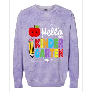 Hello Kindergarten Team Kinder Back To School Teacher Colorblast Crewneck Sweatshirt