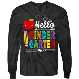 Hello Kindergarten Team Kinder Back To School Teacher Tie-Dye Long Sleeve Shirt