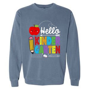 Hello Kindergarten Team Kinder Back To School Teacher Garment-Dyed Sweatshirt