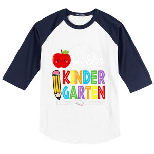 Hello Kindergarten Team Kinder Back To School Teacher Baseball Sleeve Shirt