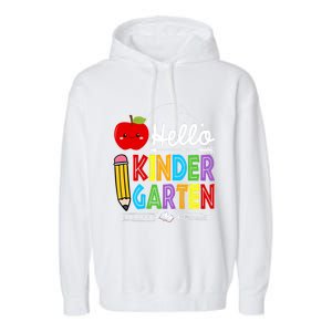 Hello Kindergarten Team Kinder Back To School Teacher Garment-Dyed Fleece Hoodie