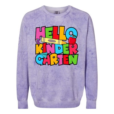 Hello Kindergarten Team Kinder Back To School Teacher Colorblast Crewneck Sweatshirt