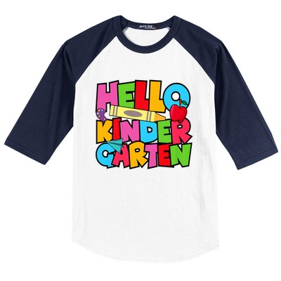 Hello Kindergarten Team Kinder Back To School Teacher Baseball Sleeve Shirt