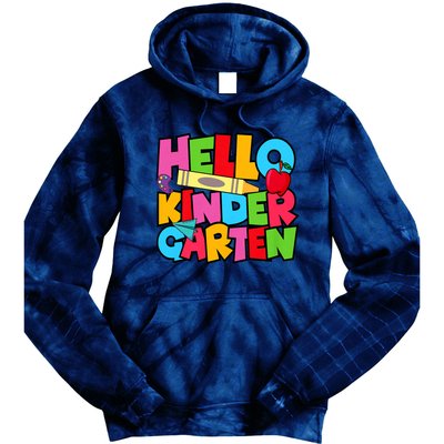 Hello Kindergarten Team Kinder Back To School Teacher Tie Dye Hoodie