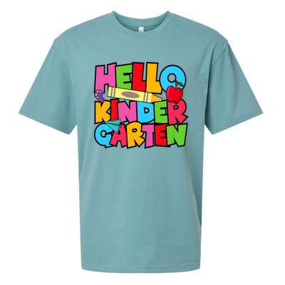 Hello Kindergarten Team Kinder Back To School Teacher Sueded Cloud Jersey T-Shirt