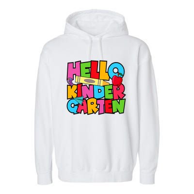 Hello Kindergarten Team Kinder Back To School Teacher Garment-Dyed Fleece Hoodie