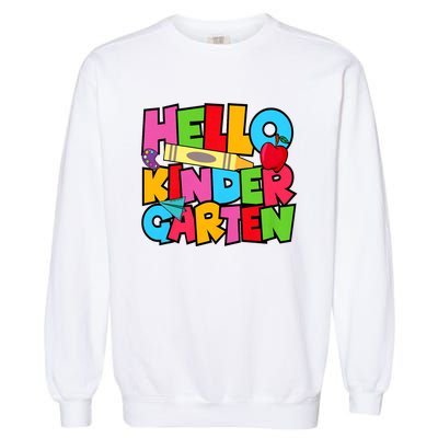 Hello Kindergarten Team Kinder Back To School Teacher Garment-Dyed Sweatshirt