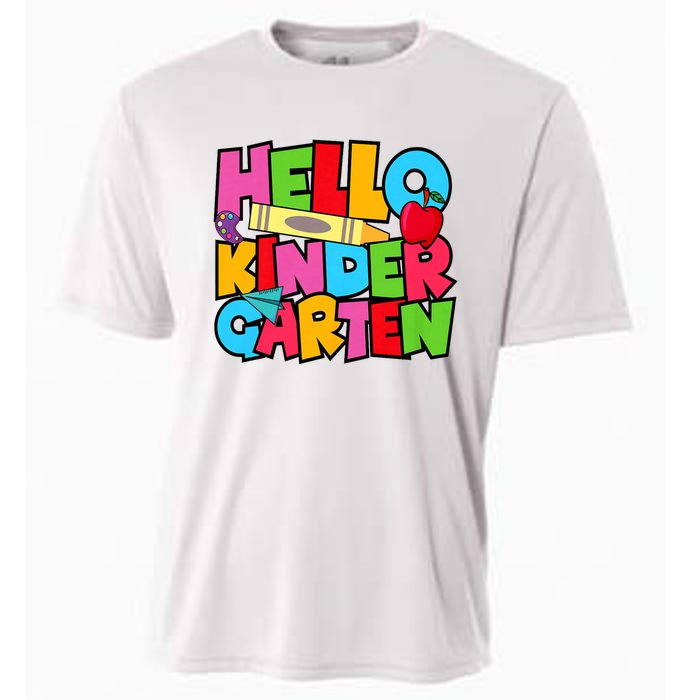 Hello Kindergarten Team Kinder Back To School Teacher Cooling Performance Crew T-Shirt