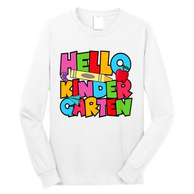 Hello Kindergarten Team Kinder Back To School Teacher Long Sleeve Shirt