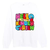 Hello Kindergarten Team Kinder Back To School Teacher Premium Crewneck Sweatshirt