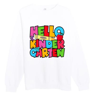 Hello Kindergarten Team Kinder Back To School Teacher Premium Crewneck Sweatshirt