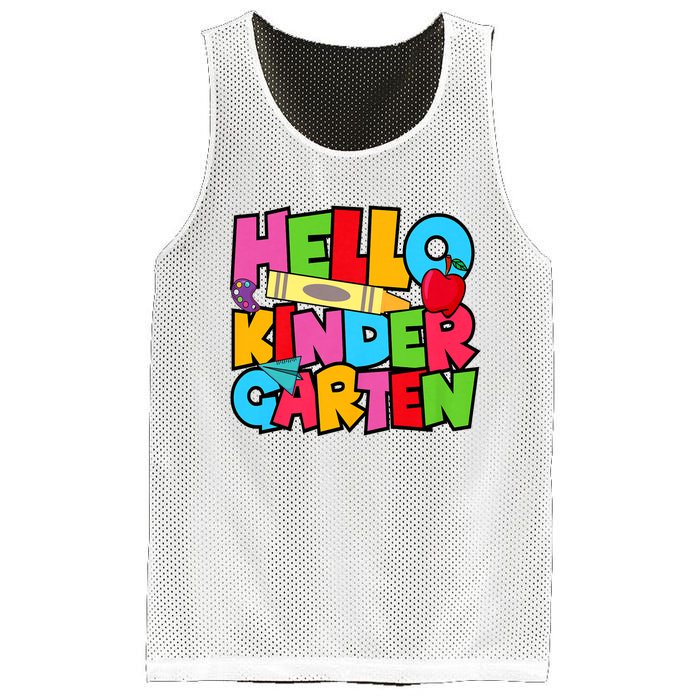 Hello Kindergarten Team Kinder Back To School Teacher Mesh Reversible Basketball Jersey Tank