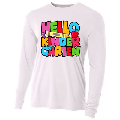 Hello Kindergarten Team Kinder Back To School Teacher Cooling Performance Long Sleeve Crew