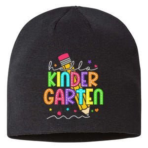 Hello Kindergarten Team Kinder Back To School Teacher Sustainable Beanie