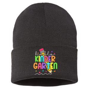 Hello Kindergarten Team Kinder Back To School Teacher Sustainable Knit Beanie