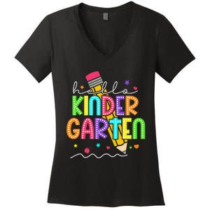 Hello Kindergarten Team Kinder Back To School Teacher Women's V-Neck T-Shirt