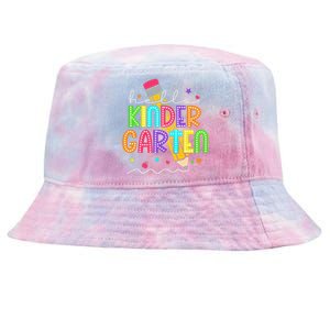 Hello Kindergarten Team Kinder Back To School Teacher Tie-Dyed Bucket Hat