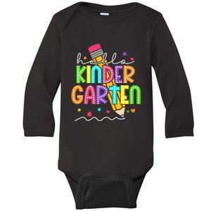 Hello Kindergarten Team Kinder Back To School Teacher Baby Long Sleeve Bodysuit