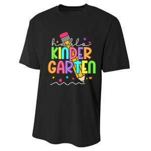 Hello Kindergarten Team Kinder Back To School Teacher Performance Sprint T-Shirt