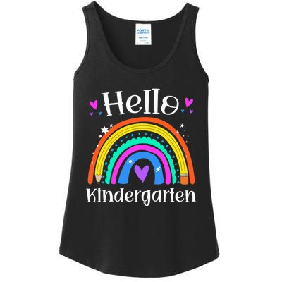 Hello Kindergarten Teacher Rainbow Kinder Back To School Ladies Essential Tank