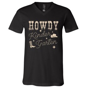 Howdy Kindergarten Teachers Parents Cowgirl Western V-Neck T-Shirt