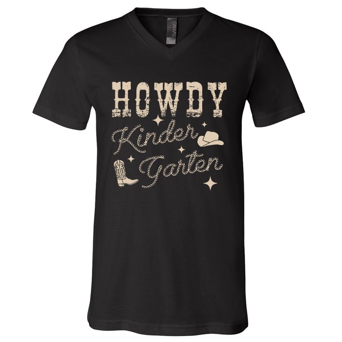 Howdy Kindergarten Teachers Parents Cowgirl Western V-Neck T-Shirt