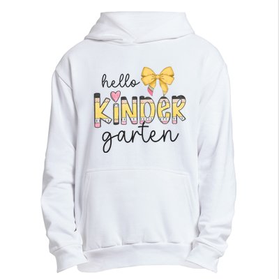 Hello Kindergarten Teacher Squad Coquette Bow Pencil School Urban Pullover Hoodie