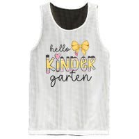 Hello Kindergarten Teacher Squad Coquette Bow Pencil School Mesh Reversible Basketball Jersey Tank