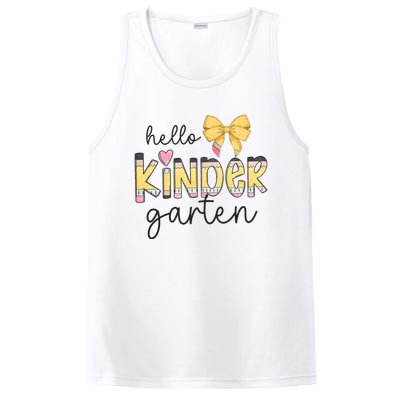 Hello Kindergarten Teacher Squad Coquette Bow Pencil School PosiCharge Competitor Tank