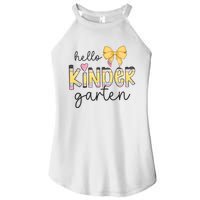 Hello Kindergarten Teacher Squad Coquette Bow Pencil School Women’s Perfect Tri Rocker Tank