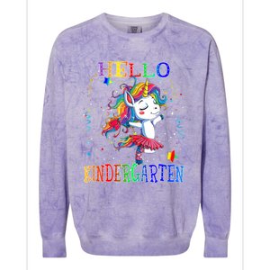 Hello Kindergarten Unicorn Back To School Funny Girl Colorblast Crewneck Sweatshirt