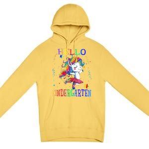 Hello Kindergarten Unicorn Back To School Funny Girl Premium Pullover Hoodie