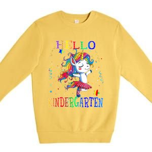 Hello Kindergarten Unicorn Back To School Funny Girl Premium Crewneck Sweatshirt