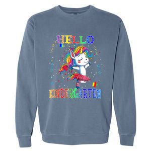 Hello Kindergarten Unicorn Back To School Funny Girl Garment-Dyed Sweatshirt