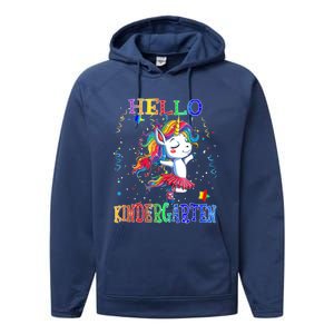 Hello Kindergarten Unicorn Back To School Funny Girl Performance Fleece Hoodie