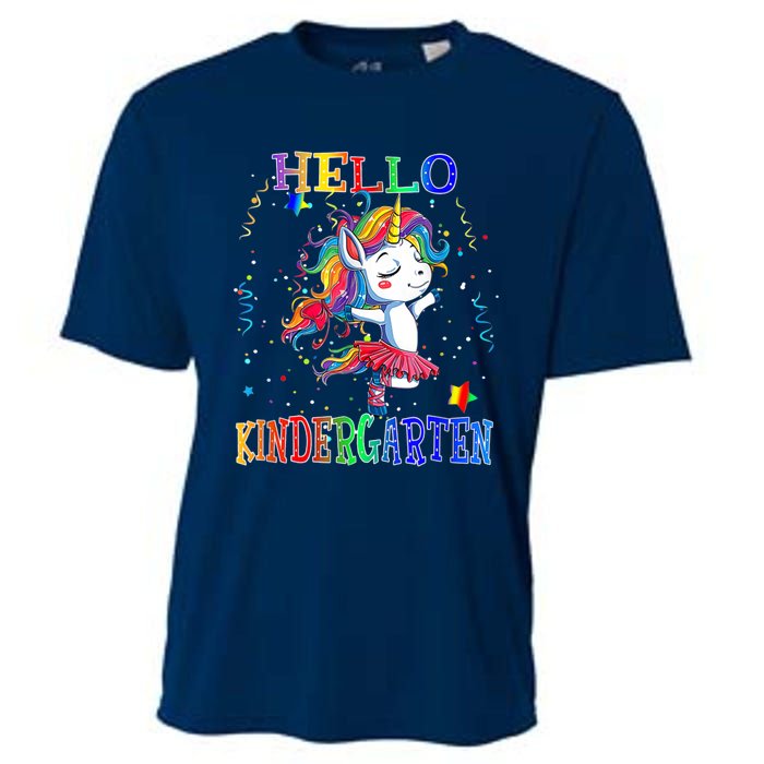 Hello Kindergarten Unicorn Back To School Funny Girl Cooling Performance Crew T-Shirt