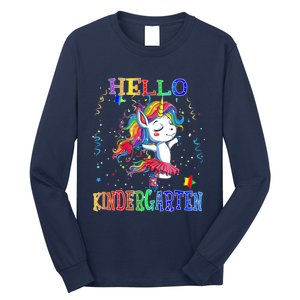 Hello Kindergarten Unicorn Back To School Funny Girl Long Sleeve Shirt