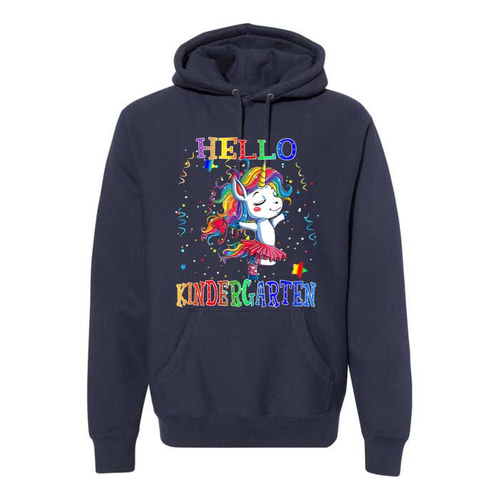 Hello Kindergarten Unicorn Back To School Funny Girl Premium Hoodie