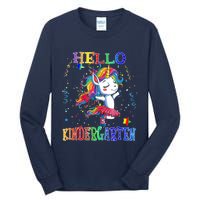 Hello Kindergarten Unicorn Back To School Funny Girl Tall Long Sleeve T-Shirt