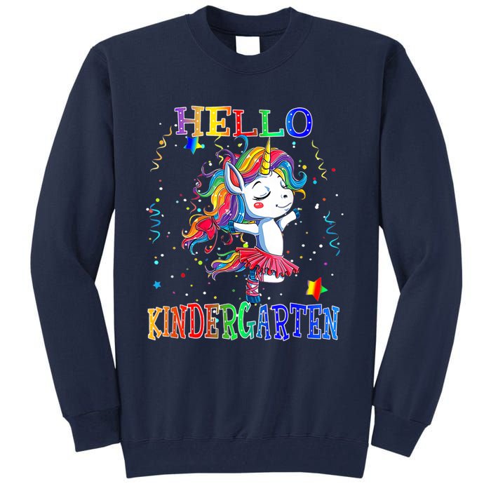 Hello Kindergarten Unicorn Back To School Funny Girl Tall Sweatshirt